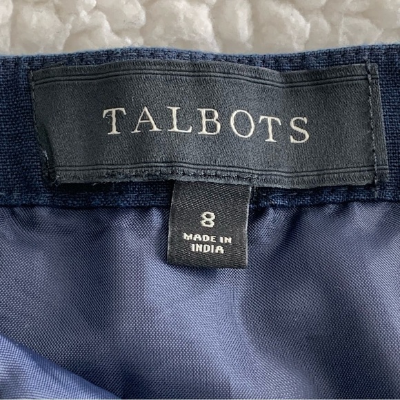 Talbots Floral‎ Embroidered Scalloped Hem Linen Skirt Womens 8 side zip lined - Picture 2 of 10